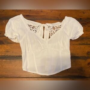 Elegant White Lace Detail Women's Top